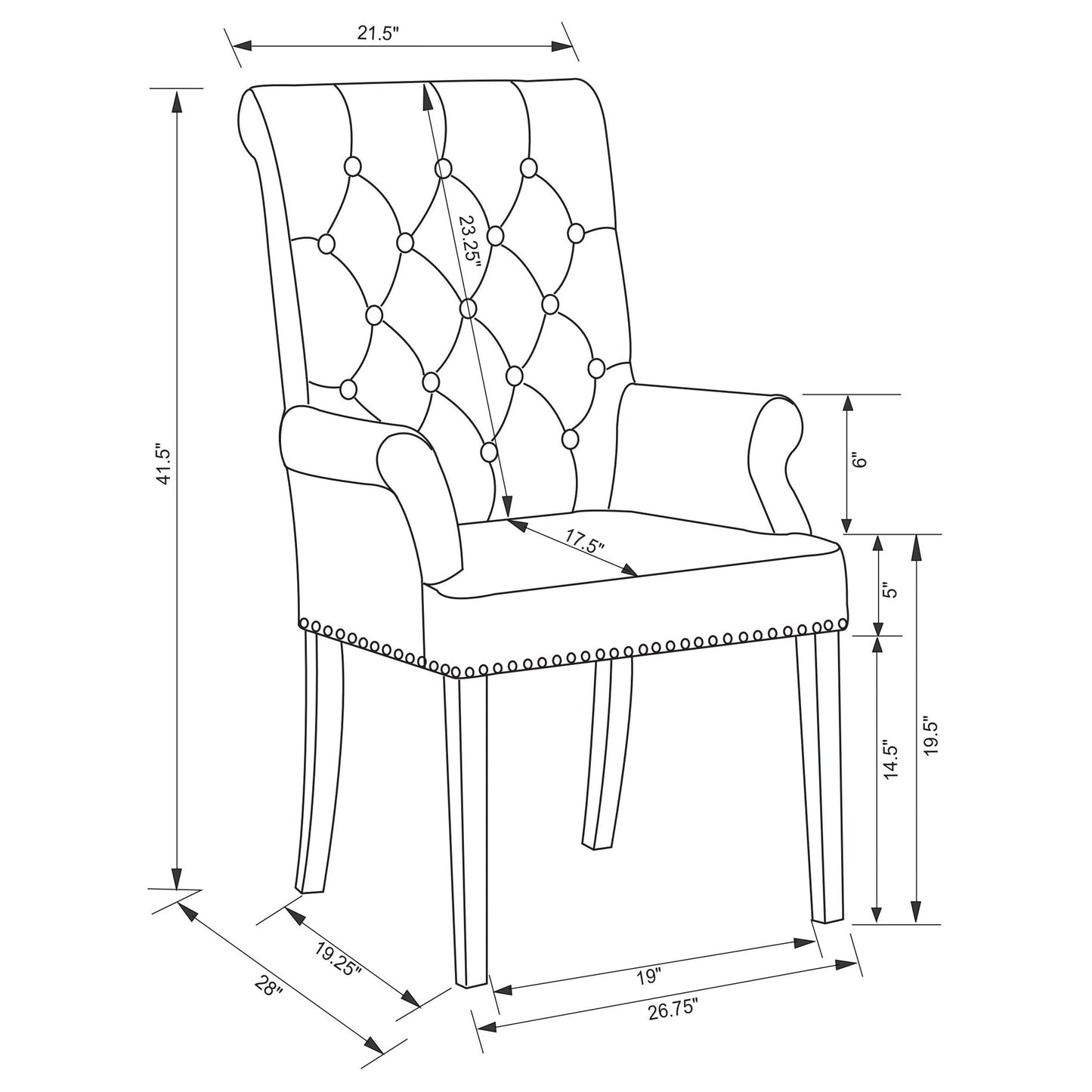 Alana Upholstered Arm Chair Beige and Smokey Black