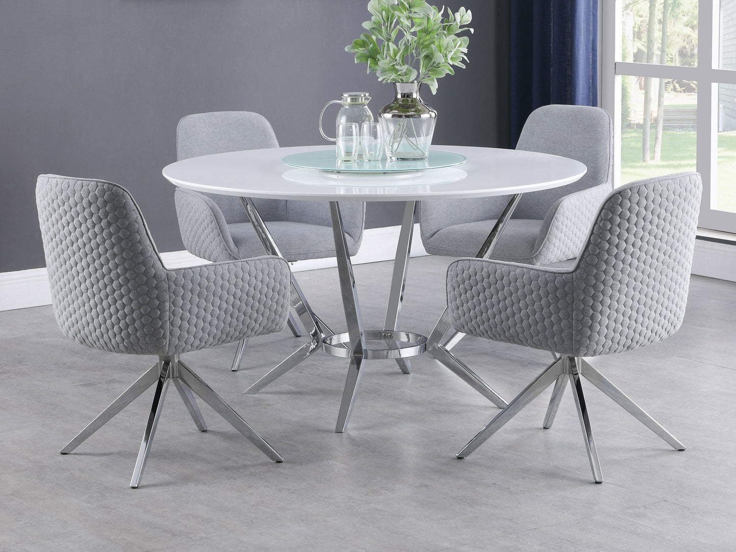 Abby 5-piece Dining Set White and Light Grey